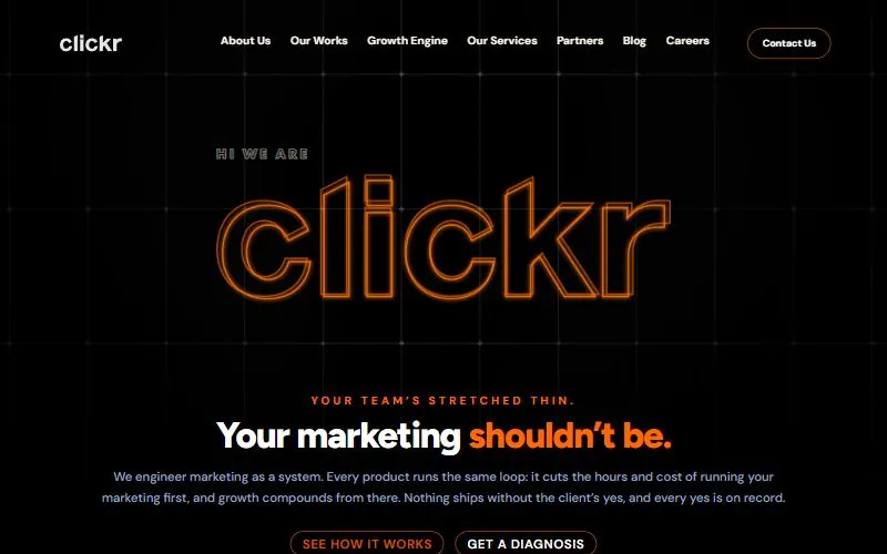 Clickr website homepage